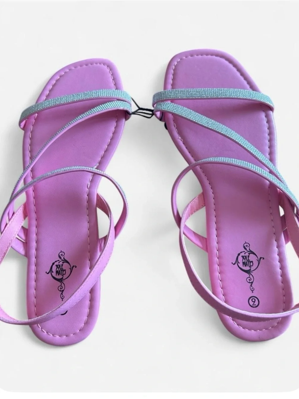 Pink Women's Strappy Sandals with Silver Detail